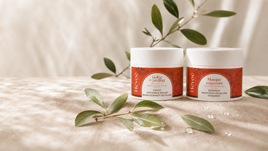 Routine de soin visage naturelle Hévoé pour rééquilibrer la peau à la rentrée après l'été