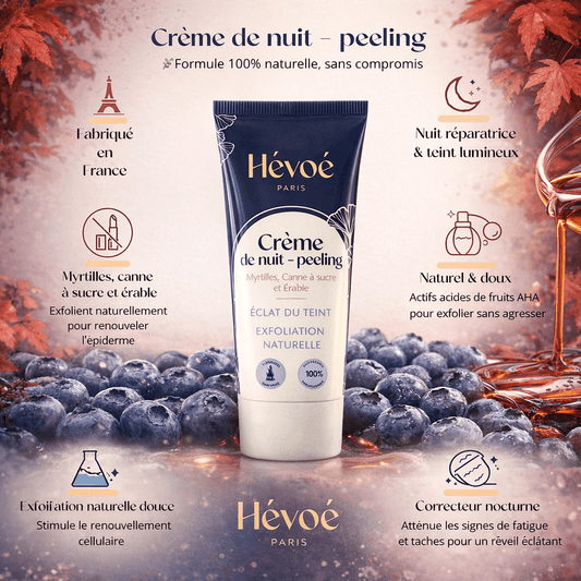 Crème de Nuit – Peeling Hévoé – Éclat du teint & exfoliation naturelle - HEVOE