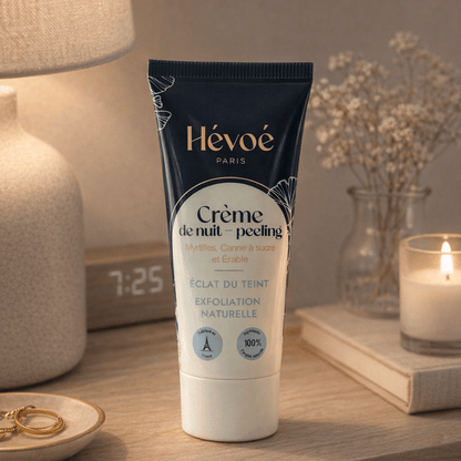 Crème de Nuit – Peeling Hévoé – Éclat du teint & exfoliation naturelle - HEVOE