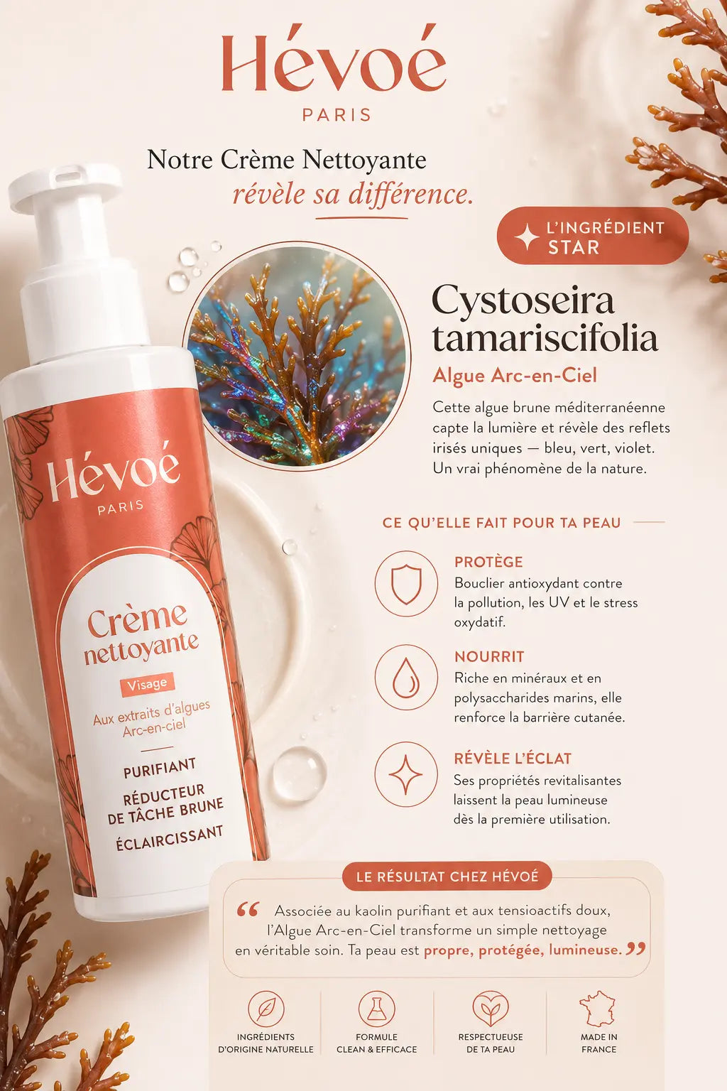 creme nettoyant hevoe algue arc en ciel