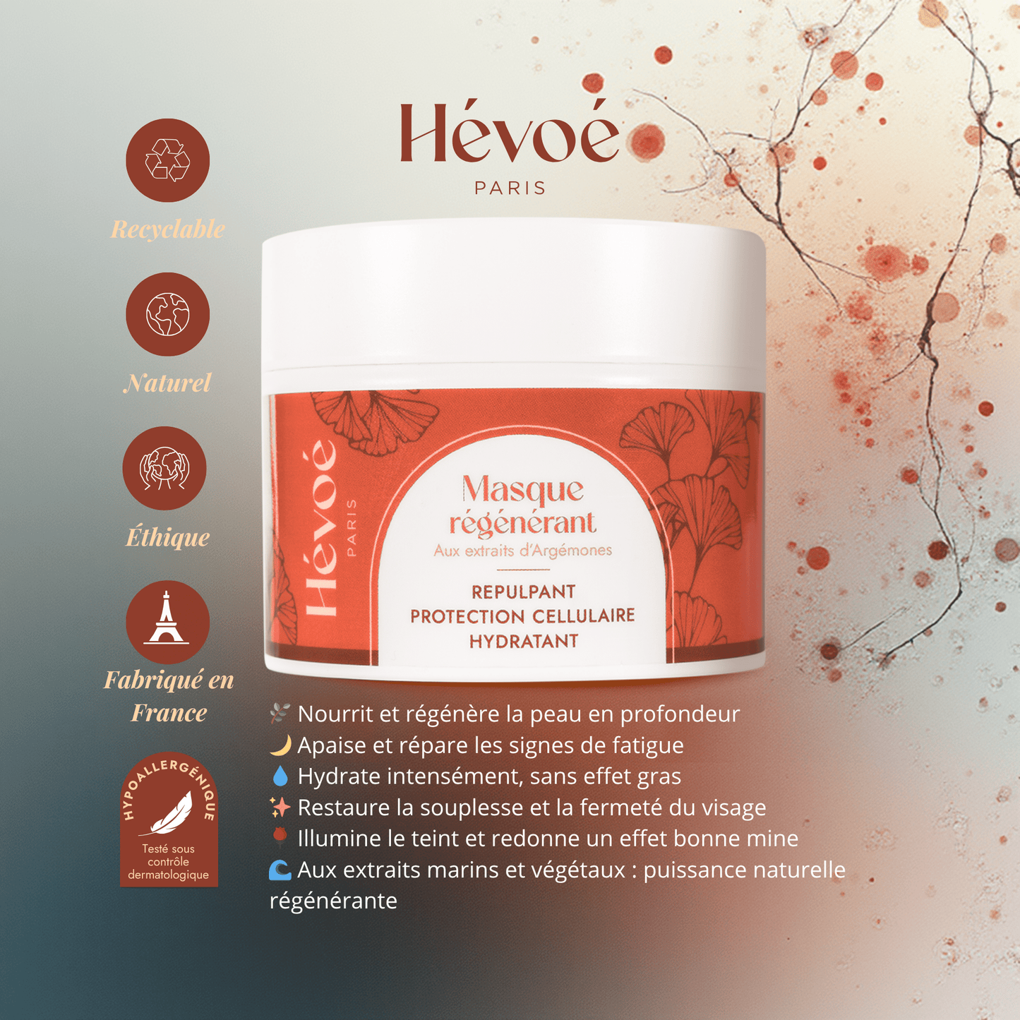 Masque Régénérant Hévoé – Répare, repulpe et illumine la peau - HEVOE
