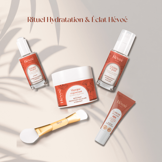 Rituel Hydratation & Éclat Hévoé – Sérum + Crème + Masque + Contour + Pinceau - HEVOE